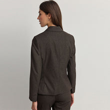 Load image into Gallery viewer, Brown Tailored Checked Single Breasted Blazer
