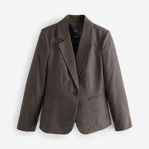 Brown Tailored Checked Single Breasted Blazer