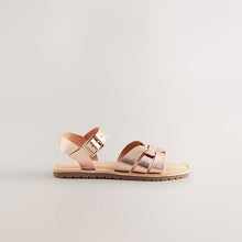 Load image into Gallery viewer, Rose Gold Standard Fit (F) Leather Woven Sandals
