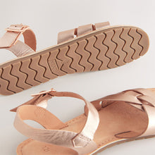 Load image into Gallery viewer, Rose Gold Standard Fit (F) Leather Woven Sandals
