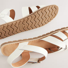Load image into Gallery viewer, White Standard Fit (F) Leather Woven Sandals
