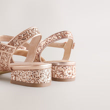 Load image into Gallery viewer, Rose Gold Glitter Bow Heeled Sandals
