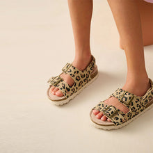 Load image into Gallery viewer, Animal Printed Standard Fit (F) Touch Fastening Strap Corkbed Sandals
