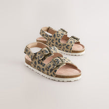 Load image into Gallery viewer, Animal Printed Standard Fit (F) Touch Fastening Strap Corkbed Sandals

