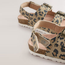 Load image into Gallery viewer, Animal Printed Standard Fit (F) Touch Fastening Strap Corkbed Sandals
