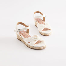 Load image into Gallery viewer, White Broderie Wedge Sandals
