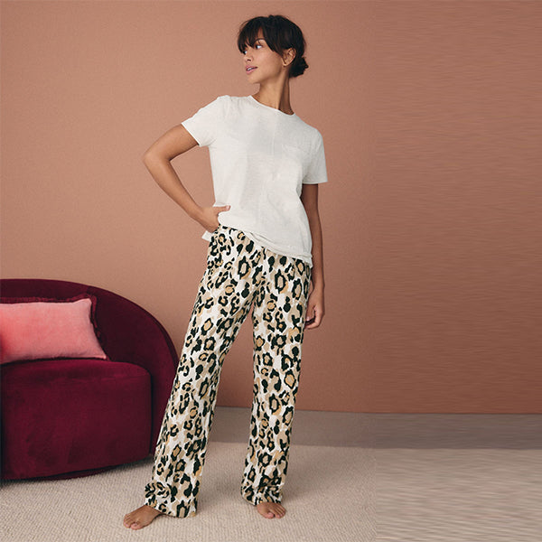 Cream Leopard Short Sleeve Pyjamas