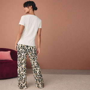 Cream Leopard Short Sleeve Pyjamas