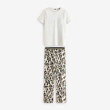 Load image into Gallery viewer, Cream Leopard Short Sleeve Pyjamas
