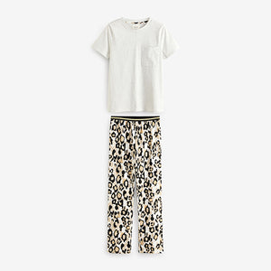 Cream Leopard Short Sleeve Pyjamas