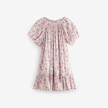 Load image into Gallery viewer, Lilac Purple Floral Puff Sleeve Summer Dress (3-12yrs)
