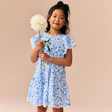 Load image into Gallery viewer, Blue Floral Printed Ruffle Summer Dress (4-12yrs)
