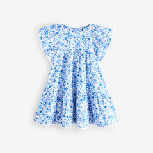 Load image into Gallery viewer, Blue Floral Printed Ruffle Summer Dress (4-12yrs)
