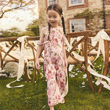 Load image into Gallery viewer, Pink Floral Cold-Shoulder Jumpsuit (3-12yrs)
