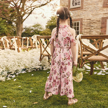 Load image into Gallery viewer, Pink Floral Cold-Shoulder Jumpsuit (3-12yrs)
