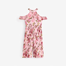Load image into Gallery viewer, Pink Floral Cold-Shoulder Jumpsuit (3-12yrs)
