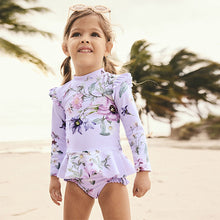 Load image into Gallery viewer, Lilac Purple Floral Sunsafe Swim Set (6mths-6yrs)

