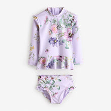 Load image into Gallery viewer, Lilac Purple Floral Sunsafe Swim Set (6mths-6yrs)

