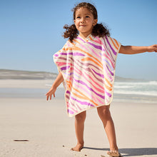 Load image into Gallery viewer, Bright Zebra Towelling 100% Cotton Poncho (9mths-6yrs)
