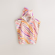 Load image into Gallery viewer, Bright Zebra Towelling 100% Cotton Poncho (9mths-6yrs)
