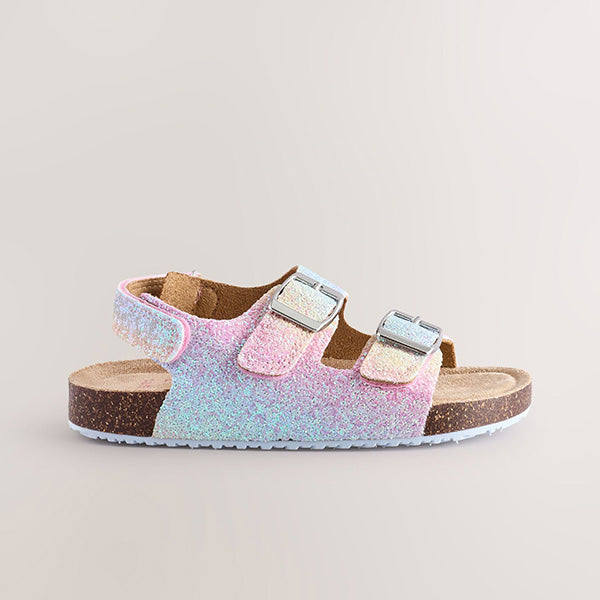 Multi Glitter Standard Fit (F) Corkbed Double Two Strap Sandals
