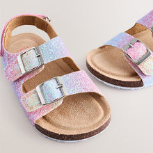 Load image into Gallery viewer, Multi Glitter Standard Fit (F) Corkbed Double Two Strap Sandals
