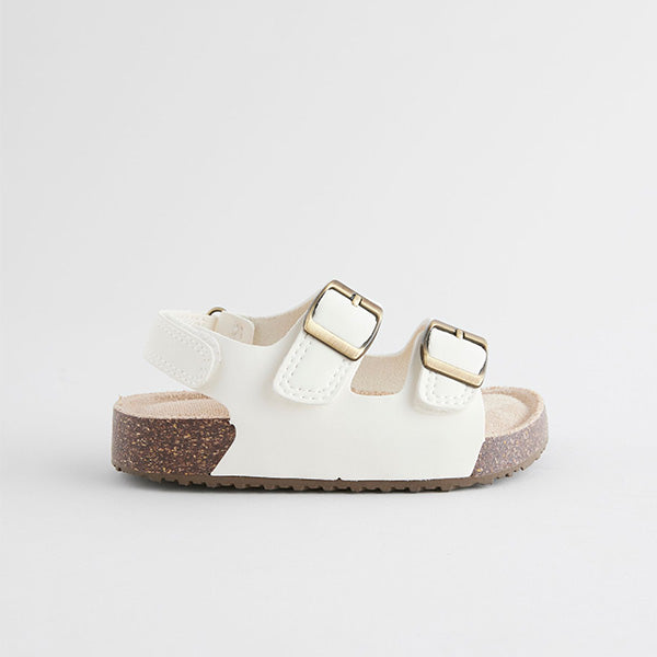 Neutral White Standard Fit (F) Corkbed Two Strap Sandals