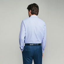 Load image into Gallery viewer, Blue Regular Fit Smart Cotton Rich Trimmed Textured Shirt
