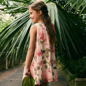 Cream Floral Kew Collection Chiffon Dress (3-12yrs)