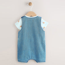 Load image into Gallery viewer, Blue Bear Baby Woven Dungaree and Bodysuit Set (0mths-18mth)
