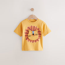 Load image into Gallery viewer, Mustard Yellow Short Sleeve Interactive Appliqué T-Shirt (3mths-6yrs)
