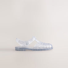 Load image into Gallery viewer, Silver Glitter Jelly Sandals
