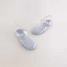 Load image into Gallery viewer, Silver Glitter Jelly Sandals
