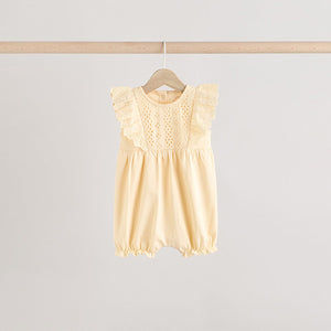 Tonal Pink Broderie 3 Pack Baby Rompers
