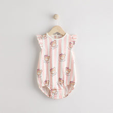 Load image into Gallery viewer, Pink/White Stripe I Love My Daddy Baby Bloomer Romper
