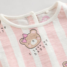 Load image into Gallery viewer, Pink/White Stripe I Love My Daddy Baby Bloomer Romper
