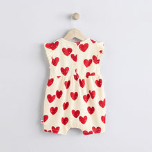 Load image into Gallery viewer, Red Heart Printed Frill Baby Romper
