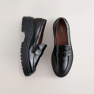 Black Patent Standard/Wide Fit Chunky Loafers