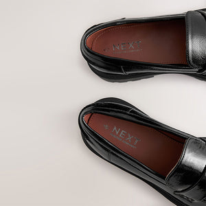 Black Patent Standard/Wide Fit Chunky Loafers