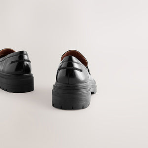 Black Patent Standard/Wide Fit Chunky Loafers