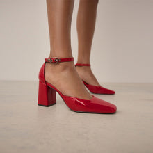 Load image into Gallery viewer, Red Standard Fit Forever Comfort® Square Toe Block Heels
