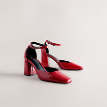 Load image into Gallery viewer, Red Standard Fit Forever Comfort® Square Toe Block Heels
