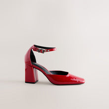 Load image into Gallery viewer, Red Standard Fit Forever Comfort® Square Toe Block Heels
