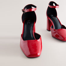 Load image into Gallery viewer, Red Standard Fit Forever Comfort® Square Toe Block Heels
