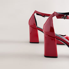 Load image into Gallery viewer, Red Standard Fit Forever Comfort® Square Toe Block Heels
