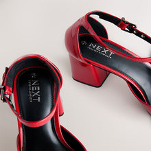 Load image into Gallery viewer, Red Standard Fit Forever Comfort® Square Toe Block Heels
