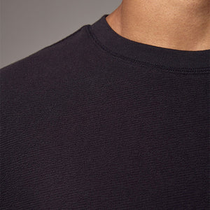 Black Textured Relaxed Heavyweight 100% Cotton T-Shirt