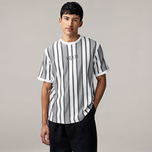 Load image into Gallery viewer, Grey/White Smart Vertical Stripe T-Shirt
