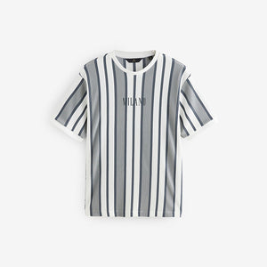 Grey/White Smart Vertical Stripe T-Shirt