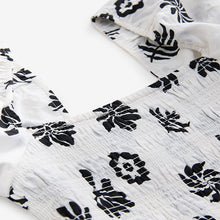 Load image into Gallery viewer, Monochrome Puff Sleeve Off Shoulder Midi Dress
